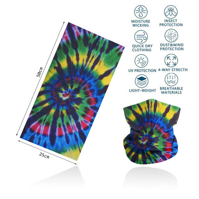 Tie-Dye Spiral printed πολύχρωμη γκέτα λαιμού Αναπνεύσιμη γυναικεία μάσκα προσώπου μπαντάνα Άνευ ραφής πολυλειτουργική περιτύλιξη μαλλιών Balaclava