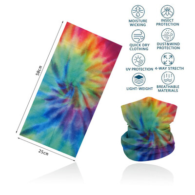 Tie-Dye Spiral printed πολύχρωμη γκέτα λαιμού Αναπνεύσιμη γυναικεία μάσκα προσώπου μπαντάνα Άνευ ραφής πολυλειτουργική περιτύλιξη μαλλιών Balaclava
