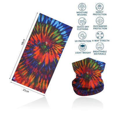 Tie-Dye Spiral printed πολύχρωμη γκέτα λαιμού Αναπνεύσιμη γυναικεία μάσκα προσώπου μπαντάνα Άνευ ραφής πολυλειτουργική περιτύλιξη μαλλιών Balaclava