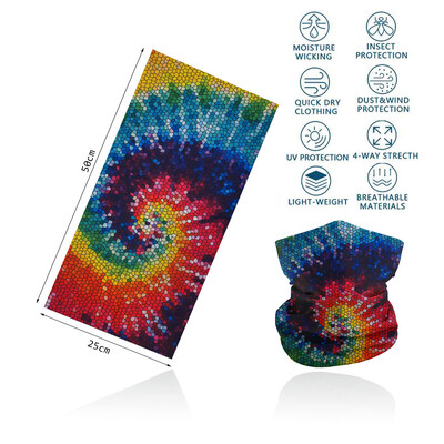 Tie-Dye Spiral printed πολύχρωμη γκέτα λαιμού Αναπνεύσιμη γυναικεία μάσκα προσώπου μπαντάνα Άνευ ραφής πολυλειτουργική περιτύλιξη μαλλιών Balaclava
