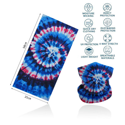 Tie-Dye Spiral printed πολύχρωμη γκέτα λαιμού Αναπνεύσιμη γυναικεία μάσκα προσώπου μπαντάνα Άνευ ραφής πολυλειτουργική περιτύλιξη μαλλιών Balaclava