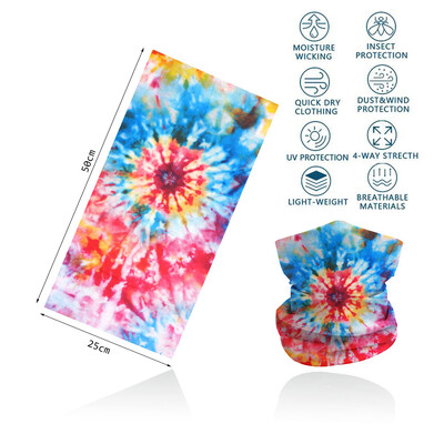 Tie-Dye Spiral printed πολύχρωμη γκέτα λαιμού Αναπνεύσιμη γυναικεία μάσκα προσώπου μπαντάνα Άνευ ραφής πολυλειτουργική περιτύλιξη μαλλιών Balaclava