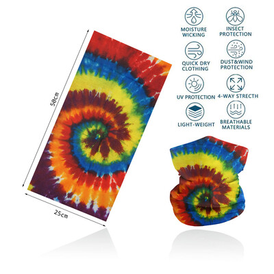 Tie-Dye Spiral printed πολύχρωμη γκέτα λαιμού Αναπνεύσιμη γυναικεία μάσκα προσώπου μπαντάνα Άνευ ραφής πολυλειτουργική περιτύλιξη μαλλιών Balaclava