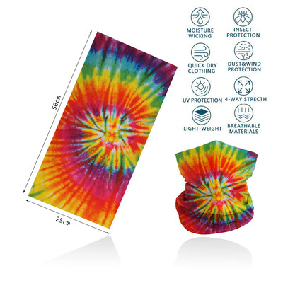 Tie-Dye Spiral printed πολύχρωμη γκέτα λαιμού Αναπνεύσιμη γυναικεία μάσκα προσώπου μπαντάνα Άνευ ραφής πολυλειτουργική περιτύλιξη μαλλιών Balaclava