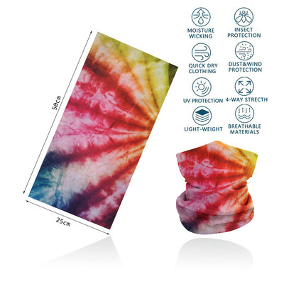 Tie-Dye Spiral printed πολύχρωμη γκέτα λαιμού Αναπνεύσιμη γυναικεία μάσκα προσώπου μπαντάνα Άνευ ραφής πολυλειτουργική περιτύλιξη μαλλιών Balaclava