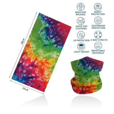 Tie-Dye Spiral printed πολύχρωμη γκέτα λαιμού Αναπνεύσιμη γυναικεία μάσκα προσώπου μπαντάνα Άνευ ραφής πολυλειτουργική περιτύλιξη μαλλιών Balaclava