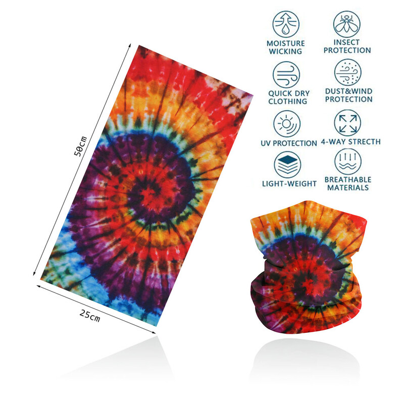 Tie-Dye Spiral printed πολύχρωμη γκέτα λαιμού Αναπνεύσιμη γυναικεία μάσκα προσώπου μπαντάνα Άνευ ραφής πολυλειτουργική περιτύλιξη μαλλιών Balaclava