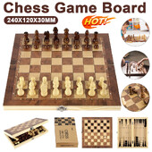 Πτυσσόμενη 3 σε 1 σκακιέρα Φορητή αποθήκευση Ξύλινο παιχνίδι σκακιού Επιτραπέζιο Εκπαιδευτικά παιχνίδια Πίνακας σκακιού Χριστουγεννιάτικα δώρα για μαθητές