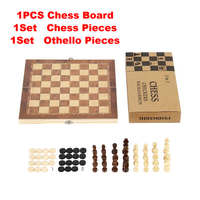 Πτυσσόμενη 3 σε 1 σκακιέρα Φορητή αποθήκευση Ξύλινο παιχνίδι σκακιού Επιτραπέζιο Εκπαιδευτικά παιχνίδια Πίνακας σκακιού Χριστουγεννιάτικα δώρα για μαθητές
