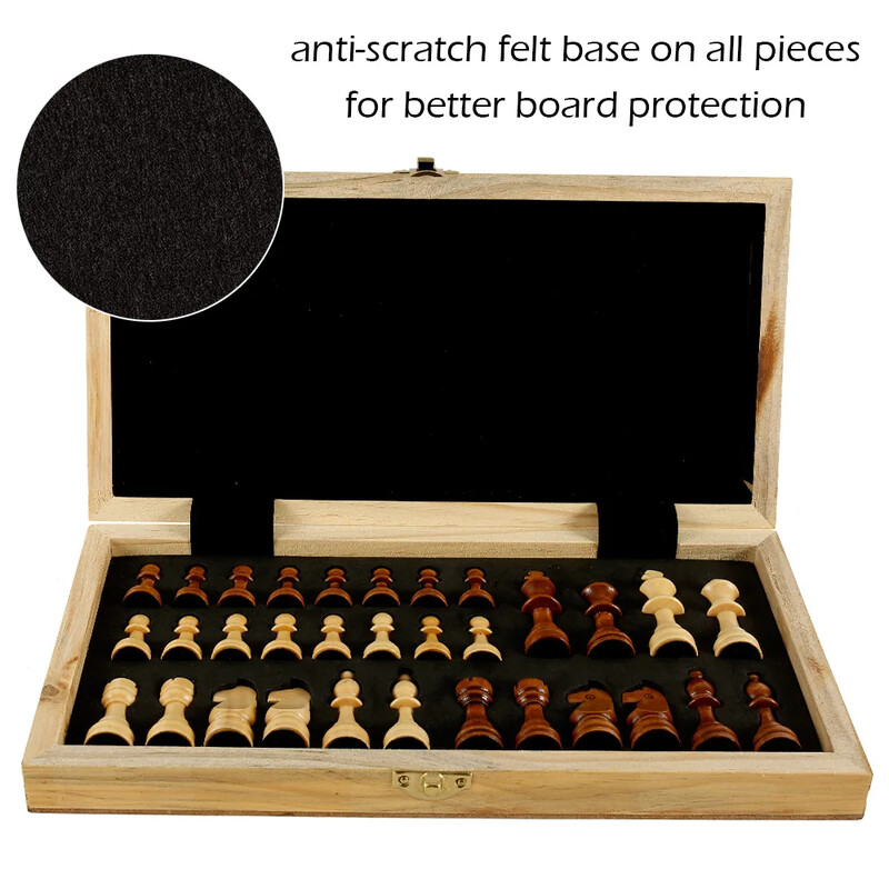 Drvena šahovska garnitura 29x14,5 cm sklopiva ploča za igru Backgammon dame Putne igre za odrasle Djeca Poklon šahovska ploča za obitelj
