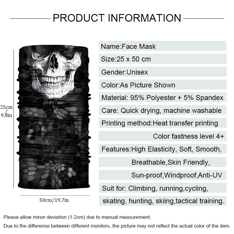 Κασκόλ 10 τεμαχίων ποδηλάτου μπαντάνα χωρίς ραφή Τακτικό κάλυμμα λαιμού Ποδηλατική μάσκα προσώπου σκι Balaclava για άνδρες Μοτοσικλέτα Πεζοπορία Ψάρεμα