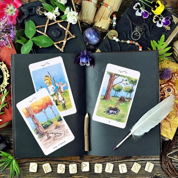 81Pcs Oracle Card Tarot Deck Card Game Wisdom of Bear Tarot Настолна игра с карти Гадаене на карти Инструменти за гадаене