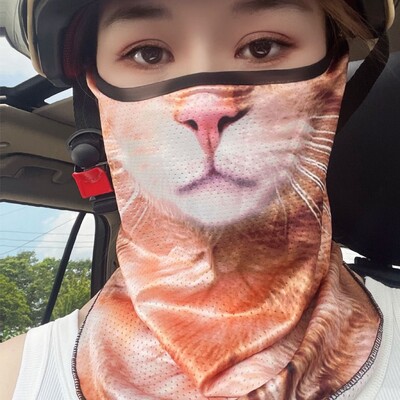 Šal za zaštitu od sunca od ledene svile sa životinjskim printom Pola lica i ušne petlje Maska za zaštitu od sunca Prozračne nazuvnice za vrat Vanjska maska balaclava
