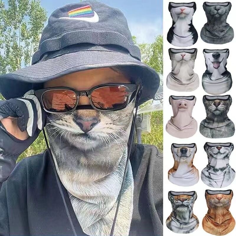 Šal za zaštitu od sunca od ledene svile sa životinjskim printom Pola lica i ušne petlje Maska za zaštitu od sunca Prozračne nazuvnice za vrat Vanjska maska balaclava