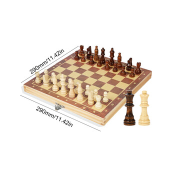 3 σε 1 Chess Chekers τάβλι Ανάπτυξη στρατηγικής σκέψης Ξύλινο πτυσσόμενο σετ σκακιού 29x29 cm Παιχνίδι Σκάκι για ενήλικες παιδιά