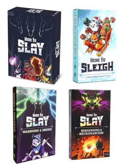 Here to Slay Here to Sleigh Holiday Expansion Pack Стратегическа ролева игра с карти за деца, тийнейджъри, възрастни 2-6 играчи