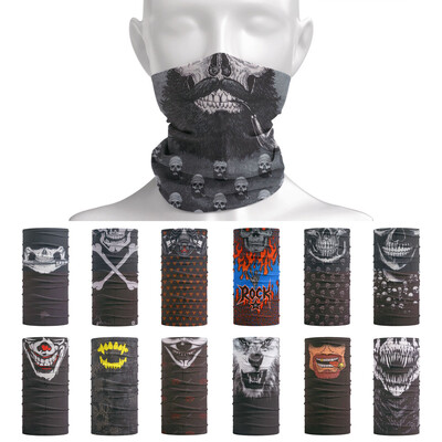 Cosplay Skull Seamless Neck Gaiter Légáteresztő motoros arcmaszk Kerékpározás Horgászat Sí Bandana Férfi Női Futó Fejfedő Tube Sál