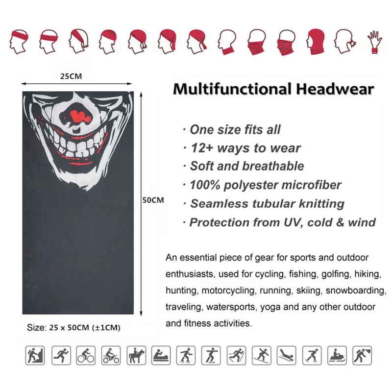 Cosplay lubanja Bešavne vratne naušnice Prozračna biciklistička maska za lice Biciklizam Ribolov Skijaška bandana Muškarci Žene Trčanje Pokrivalo za glavu Tuba marama