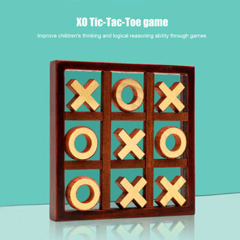 Взаимодействие родител-дете Дървена настолна игра XO Tic Tac Toe Шах Забавни развиващи интелигентни образователни играчки Пъзели