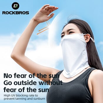 ROCKBROS Summer Ice Silk Mask Anti-UV Γρήγορο στέγνωμα Προσώπου Αντηλιακό Bandana Κρεμαστό μαντήλι για τον λαιμό που αναπνέει