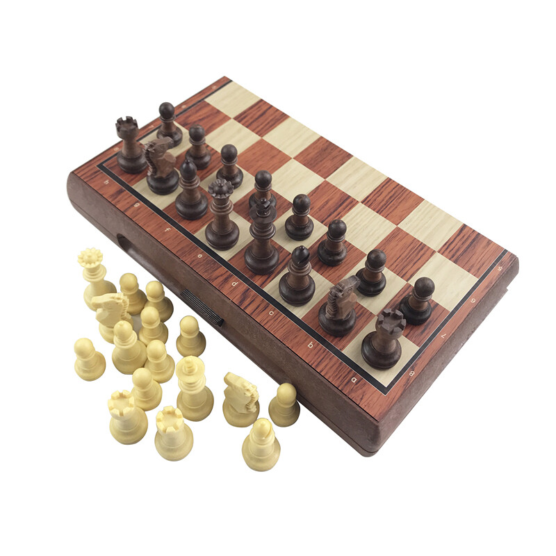 Șah 28x24,5 cm/11,02x9,65 inch Placă pliabilă din plastic Lemn plastic Set magnetice Tabla de joc puzzle Divertisment