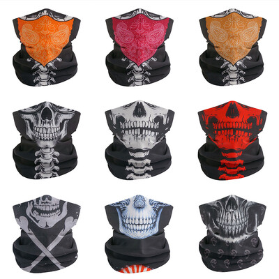 Cosplay Skull Neck Gaiter for Party Quickdry Breathable Art Painting Movie Черна забрадка за мъже Жени Колоездене Туризъм Бандана