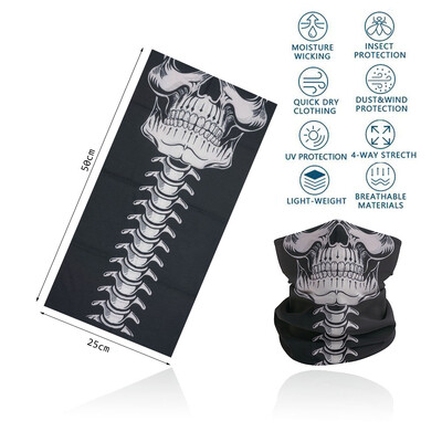 Cosplay Skull Neck Gaiter για πάρτι Quickdry Breathable Art Painting Ταινία Μαύρη μαντίλα για άνδρες Γυναίκες Πεζοπορία Μπαντάνα με ποδήλατο