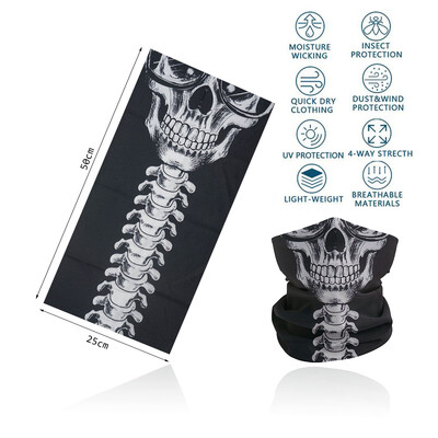 Cosplay Skull Neck Gaiter για πάρτι Quickdry Breathable Art Painting Ταινία Μαύρη μαντίλα για άνδρες Γυναίκες Πεζοπορία Μπαντάνα με ποδήλατο