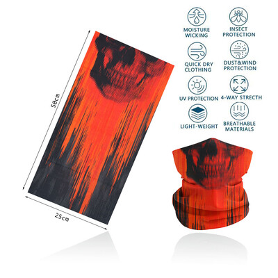 Cosplay Skull Neck Gaiter για πάρτι Quickdry Breathable Art Painting Ταινία Μαύρη μαντίλα για άνδρες Γυναίκες Πεζοπορία Μπαντάνα με ποδήλατο