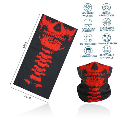 Cosplay Skull Neck Gaiter για πάρτι Quickdry Breathable Art Painting Ταινία Μαύρη μαντίλα για άνδρες Γυναίκες Πεζοπορία Μπαντάνα με ποδήλατο
