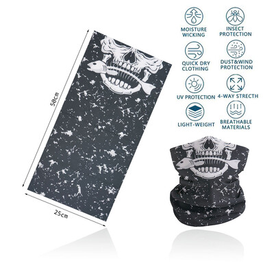 Cosplay Skull Neck Gaiter για πάρτι Quickdry Breathable Art Painting Ταινία Μαύρη μαντίλα για άνδρες Γυναίκες Πεζοπορία Μπαντάνα με ποδήλατο