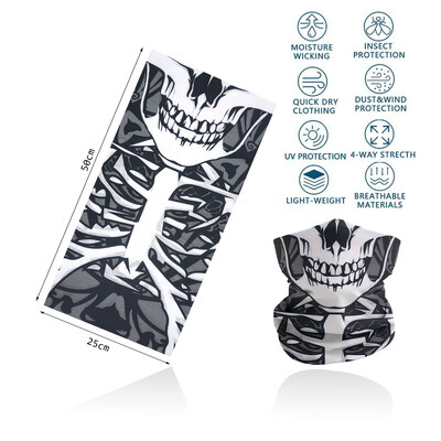Cosplay Skull Neck Gaiter για πάρτι Quickdry Breathable Art Painting Ταινία Μαύρη μαντίλα για άνδρες Γυναίκες Πεζοπορία Μπαντάνα με ποδήλατο