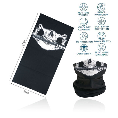 Cosplay Skull Neck Gaiter για πάρτι Quickdry Breathable Art Painting Ταινία Μαύρη μαντίλα για άνδρες Γυναίκες Πεζοπορία Μπαντάνα με ποδήλατο