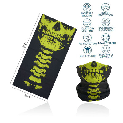 Cosplay Skull Neck Gaiter για πάρτι Quickdry Breathable Art Painting Ταινία Μαύρη μαντίλα για άνδρες Γυναίκες Πεζοπορία Μπαντάνα με ποδήλατο