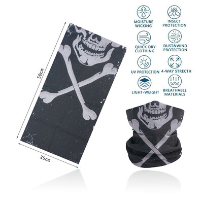 Cosplay Skull Neck Gaiter για πάρτι Quickdry Breathable Art Painting Ταινία Μαύρη μαντίλα για άνδρες Γυναίκες Πεζοπορία Μπαντάνα με ποδήλατο