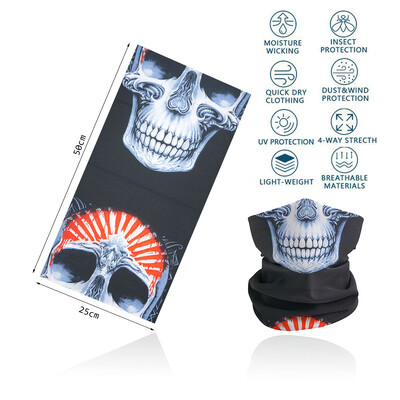 Cosplay Skull Neck Gaiter για πάρτι Quickdry Breathable Art Painting Ταινία Μαύρη μαντίλα για άνδρες Γυναίκες Πεζοπορία Μπαντάνα με ποδήλατο
