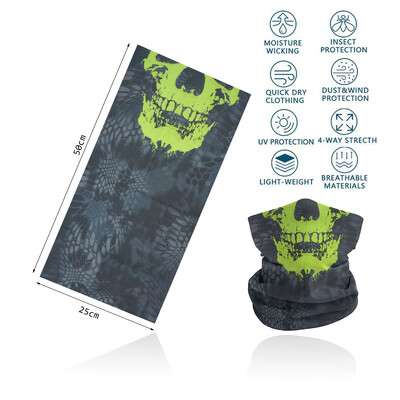 Cosplay Skull Neck Gaiter για πάρτι Quickdry Breathable Art Painting Ταινία Μαύρη μαντίλα για άνδρες Γυναίκες Πεζοπορία Μπαντάνα με ποδήλατο