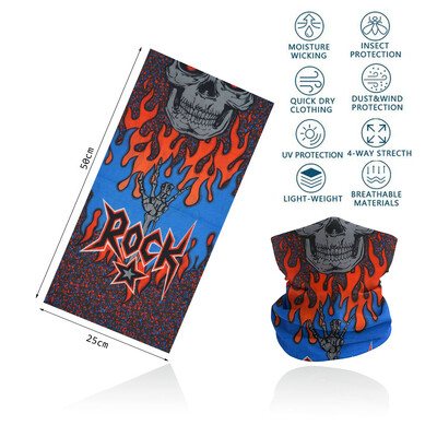 Cosplay Skull Neck Gaiter για πάρτι Quickdry Breathable Art Painting Ταινία Μαύρη μαντίλα για άνδρες Γυναίκες Πεζοπορία Μπαντάνα με ποδήλατο