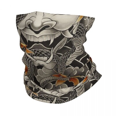 Prilagođene nevjerojatne samurajske zlatne bandane gamaše za planinarenje, lov, muškarci, žene, omotani šal Japan Oni Demon, toplija traka za glavu