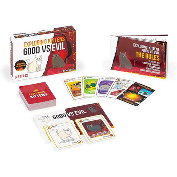 Exploding Kittens Good vs Evil 55 Cards Elevate with New Characters Οικογενειακά παιχνίδια για παιδιά και ενήλικες Αστεία παιχνίδια καρτών Επιτραπέζιο παιχνίδι