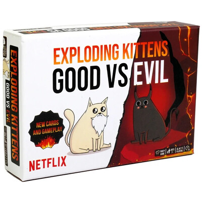 Exploding Kittens Good vs Evil 55 карти Elevate с нови герои Семейни игри за деца и възрастни Забавни игри с карти Настолна игра