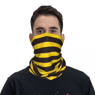Bee Stripe Organic Dark Brown And Yellow Lines Bandana Neck Cover Wrap Κασκόλ Πολυλειτουργικό Καπέλα Ποδηλασία Αδιάβροχο για Ενήλικες