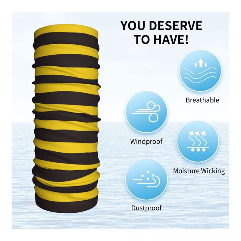 Dungă de albină Organic Maro închis și linii galbene Bandana Acoperire pentru gât Eșarfă înfășurată Articole pentru cap multifuncționale Ciclism Adult rezistent la vânt