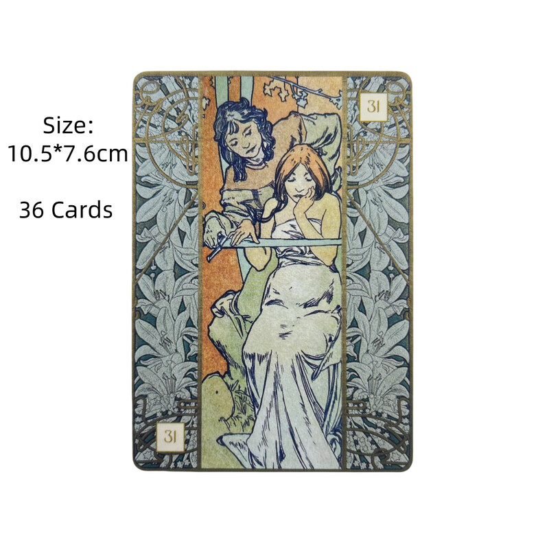 Alfons Maria Mucha Oracle Cards A 36 špilova Tarot English Visions Divination Edition Borad Igranje igara