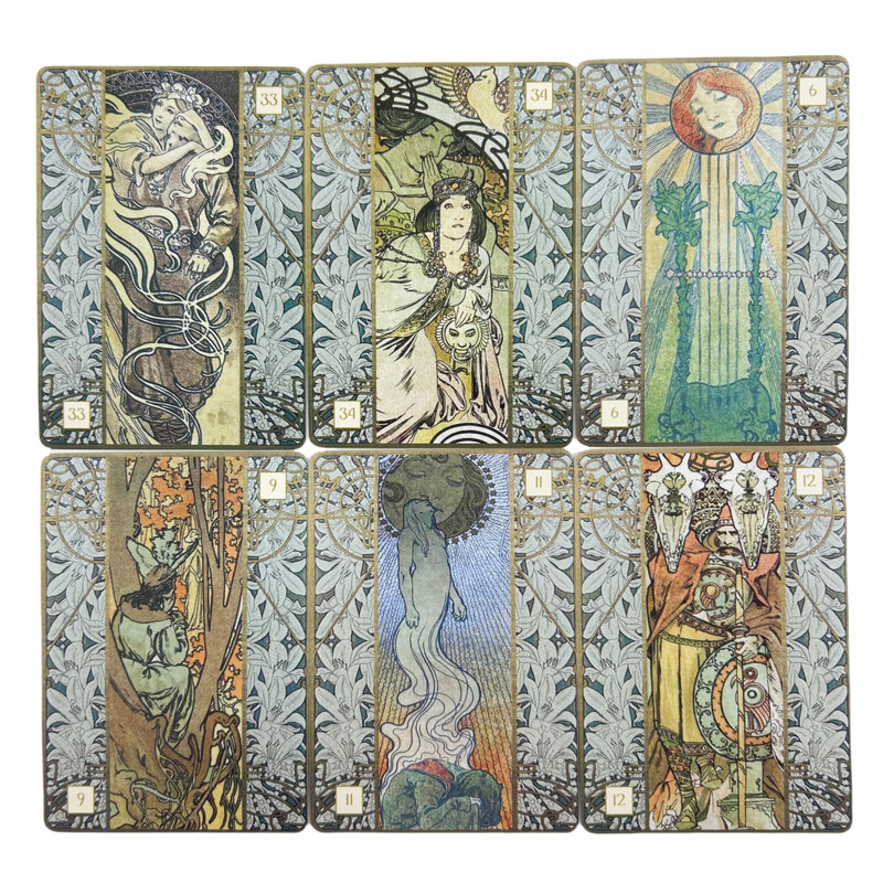 Alfons Maria Mucha Oracle Cards A 36 špilova Tarot English Visions Divination Edition Borad Igranje igara