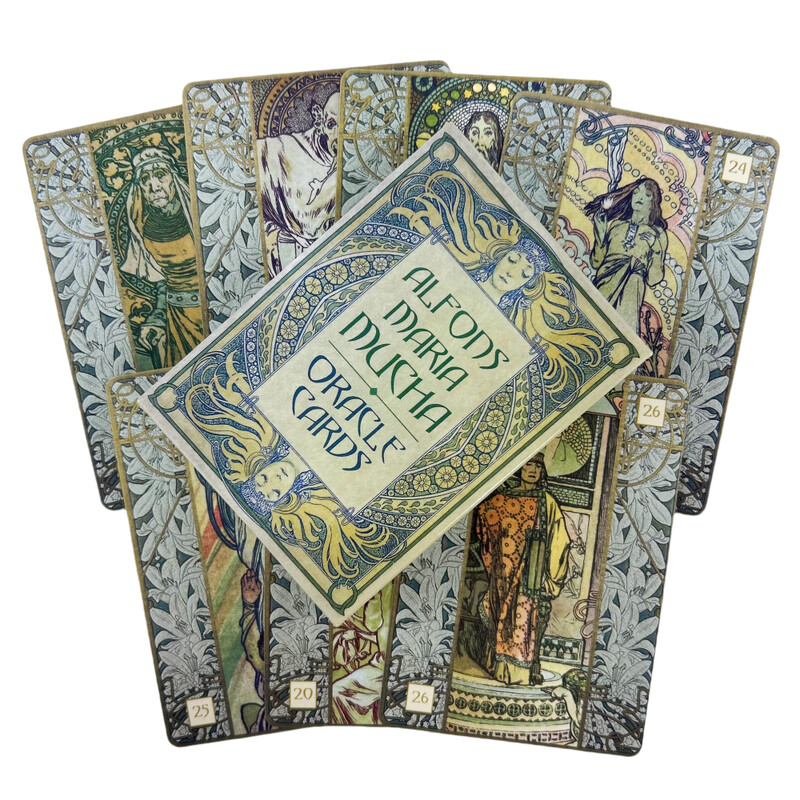 Alfons Maria Mucha Oracle Cards A 36 špilova Tarot English Visions Divination Edition Borad Igranje igara
