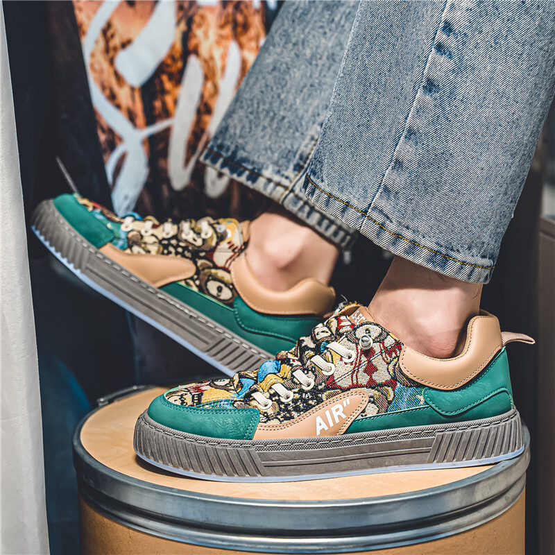 Originálne pánske plátené tenisky, módne priedušné elastické ležérne športové topánky, pánske vonkajšie ploché protišmykové skateboardové topánky pre mužov