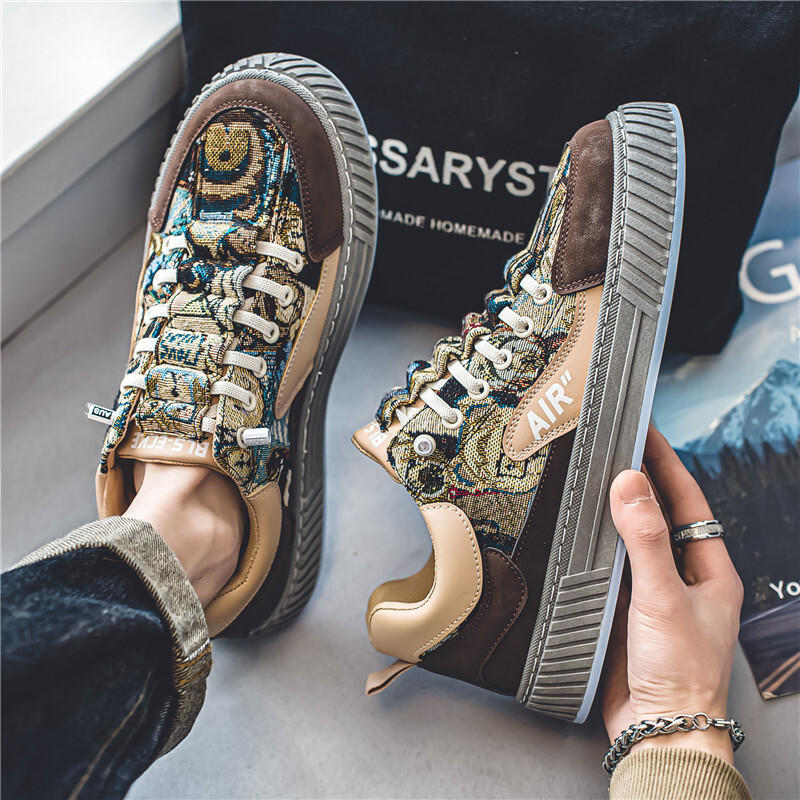 Originálne pánske plátené tenisky, módne priedušné elastické ležérne športové topánky, pánske vonkajšie ploché protišmykové skateboardové topánky pre mužov