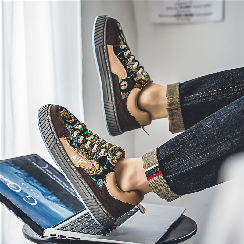 Originálne pánske plátené tenisky, módne priedušné elastické ležérne športové topánky, pánske vonkajšie ploché protišmykové skateboardové topánky pre mužov