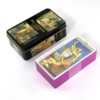 Decameron Tarot Deck In A Tin Box Golded Edge for Fortune Telling Game Card 78pcs Επιτραπέζιο παιχνίδι